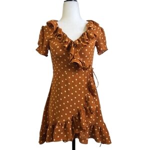 Momo for Momo Spring  Silk polka dots ruffle  Wrap dress